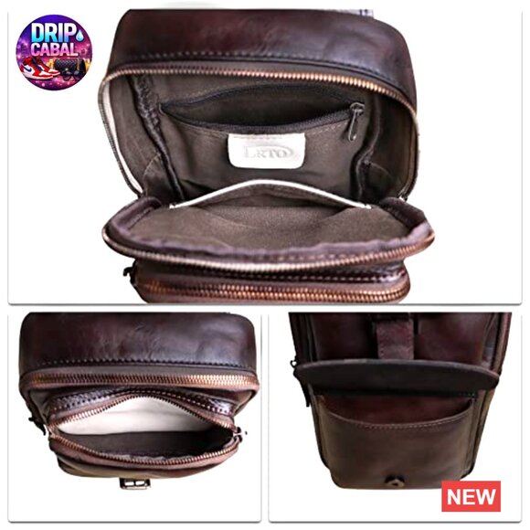 Genuine Leather Crossbody Sling Backpack with Multiple Pockets main image 4